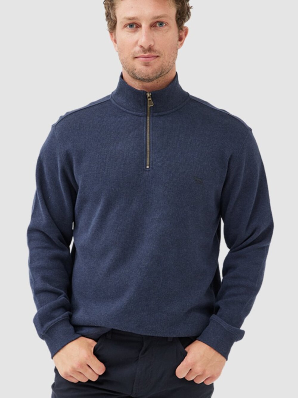 Rodd & Gunn Alton Ave Quarter Zip Sweater Mens Large Australian Cotton Ink Blue